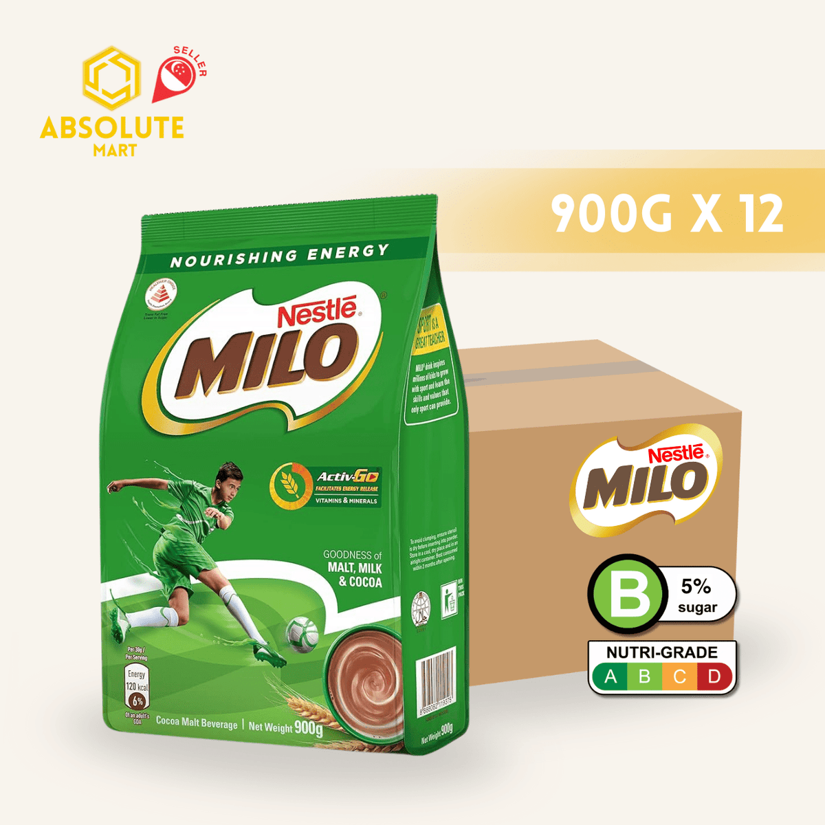 [CARTON] NESTLE Milo Powder Refill 900G X 12 (PACKETS) - ABSOLUTE MART[CARTON] NESTLE Milo Powder Refill 900G X 12 (PACKETS)Malt Drinks