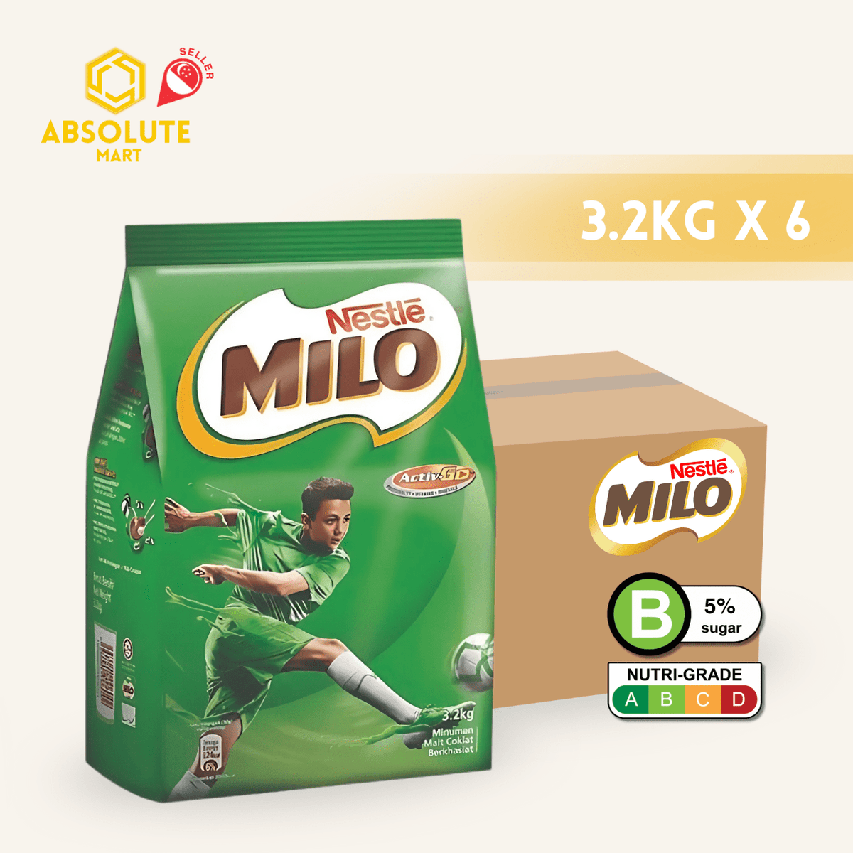[CARTON] NESTLE MILO Powder Refill Pack 3.2KG X 6 (PACKETS) - ABSOLUTE MART[CARTON] NESTLE MILO Powder Refill Pack 3.2KG X 6 (PACKETS)Malt Drinks