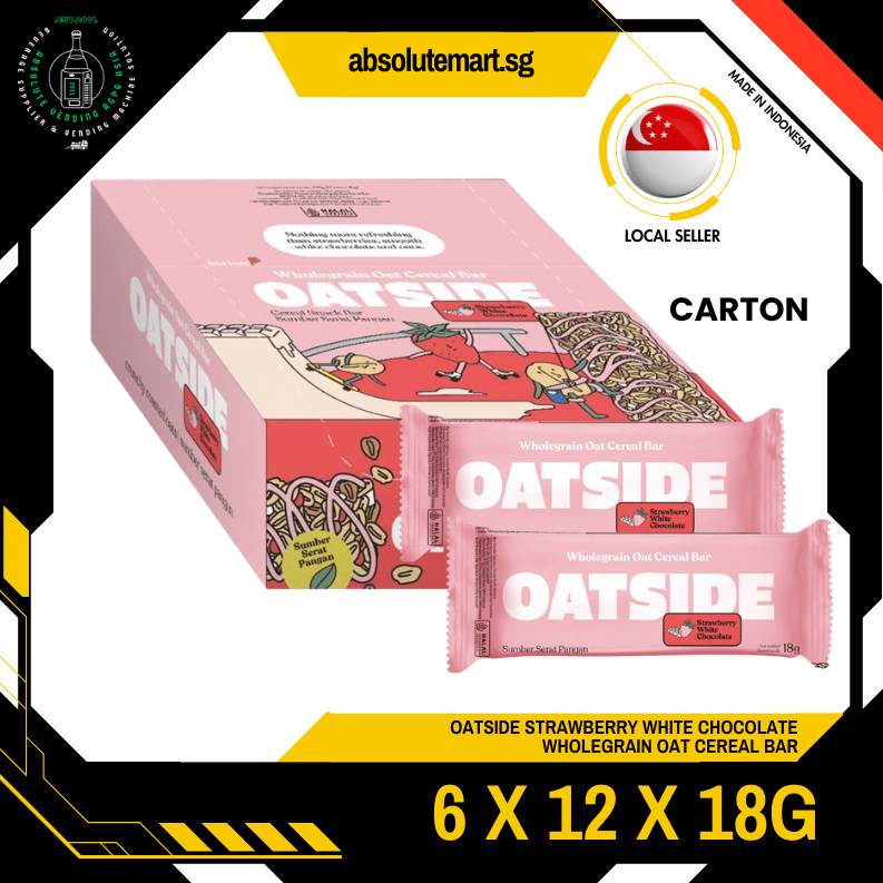 [CARTON] OATSIDE Strawberry Wholegrain Cereal Bar 6 Pack X 12 X 18G - ABSOLUTE MART[CARTON] OATSIDE Strawberry Wholegrain Cereal Bar 6 Pack X 12 X 18G