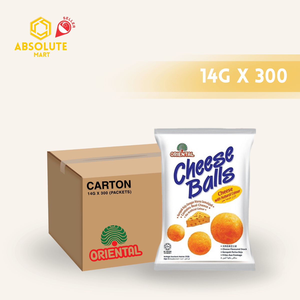 [CARTON] ORIENTAL Cheese Balls 10 X 30 X 14G (PACKETS) - ABSOLUTE MART[CARTON] ORIENTAL Cheese Balls 10 X 30 X 14G (PACKETS)Puffed Snacks