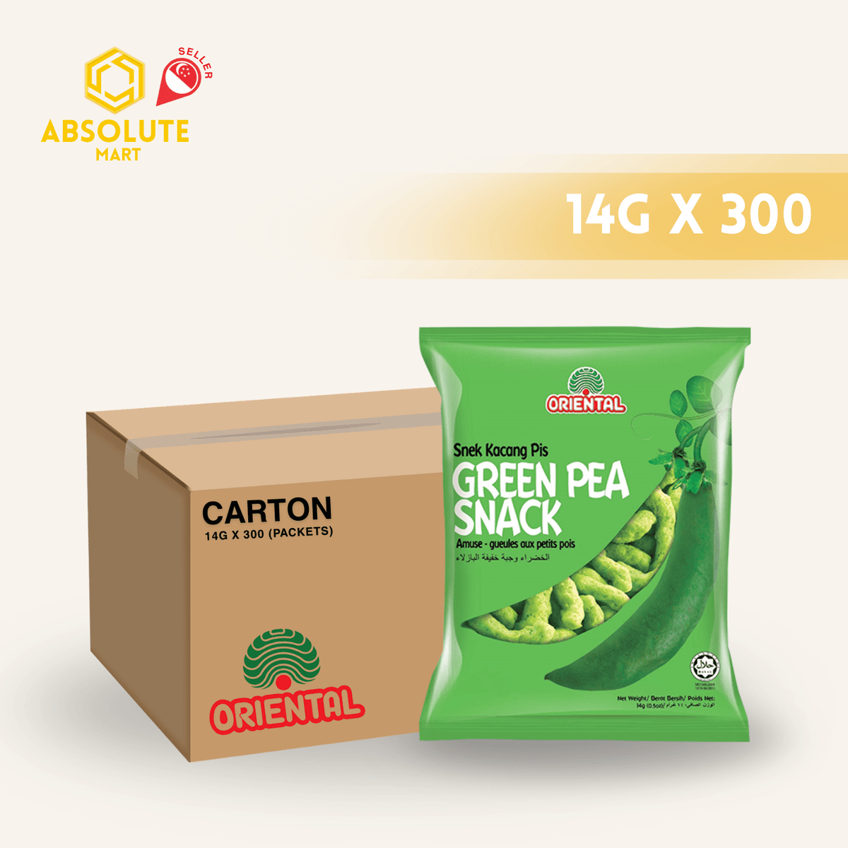 [CARTON] ORIENTAL Green Peas Snack 10 X 30 X 14G (PACKETS) - ABSOLUTE MART[CARTON] ORIENTAL Green Peas Snack 10 X 30 X 14G (PACKETS)Puffed Snacks