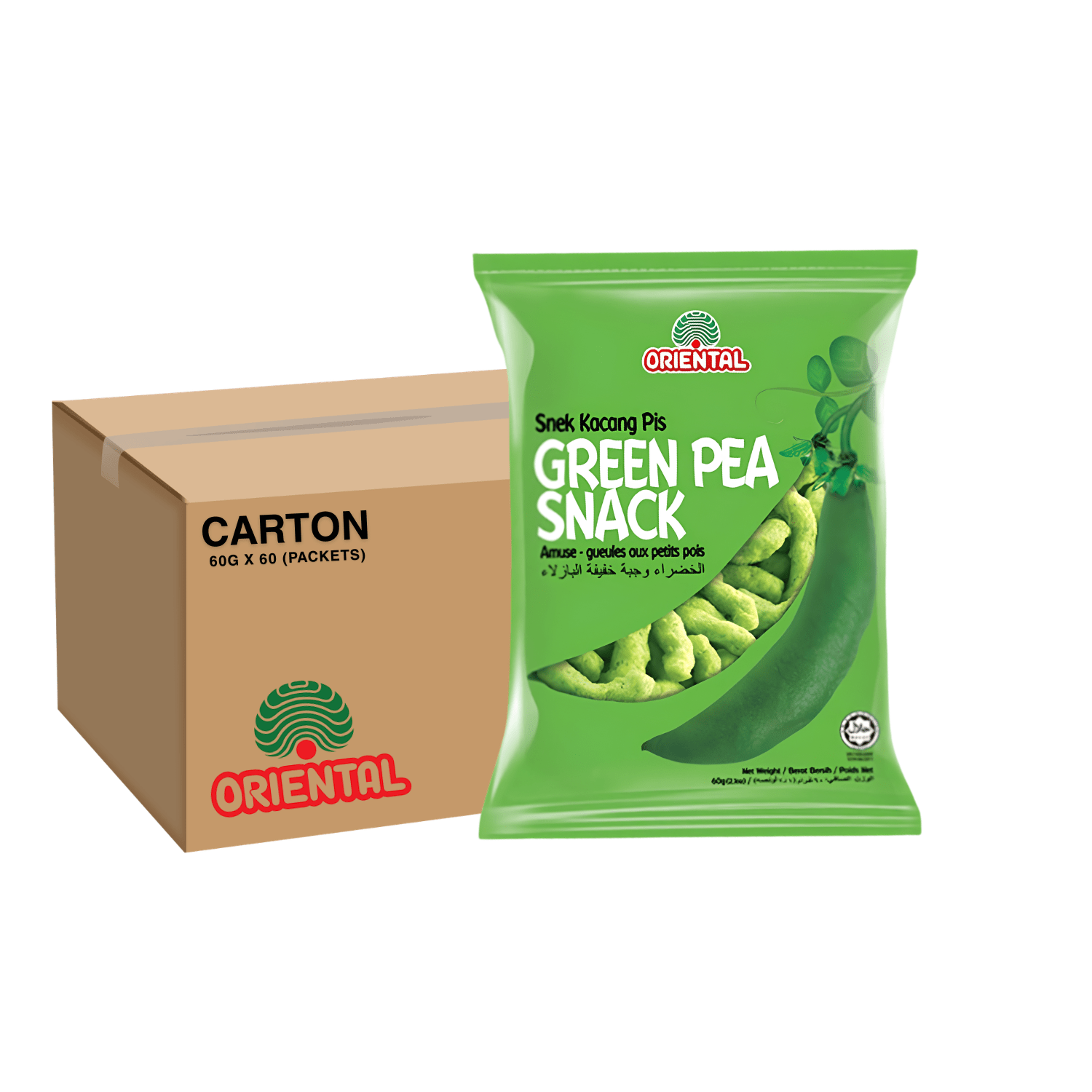 [CARTON] ORIENTAL Green Peas Snack 60 X 60G (PACKETS) - ABSOLUTE MART[CARTON] ORIENTAL Green Peas Snack 60 X 60G (PACKETS)Puffed Snacks