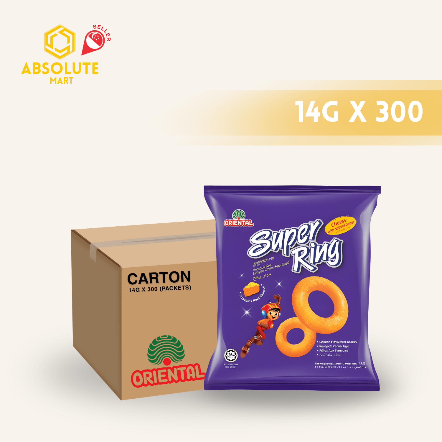 [CARTON] ORIENTAL Super Rings 10 X 30 X 14G (PACKETS) - ABSOLUTE MART[CARTON] ORIENTAL Super Rings 10 X 30 X 14G (PACKETS)Puffed Snacks