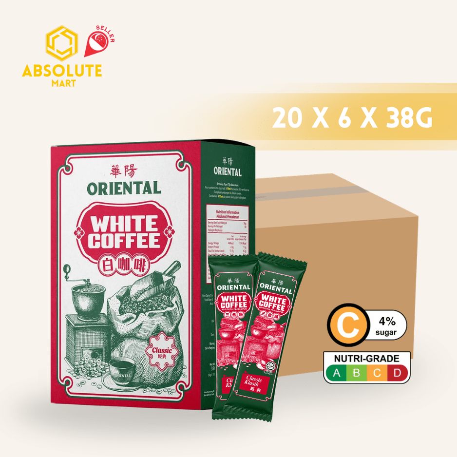 [CARTON] ORIENTAL White Coffee Classic 38G X 6S X 20 (SACHET) - ABSOLUTE MART[CARTON] ORIENTAL White Coffee Classic 38G X 6S X 20 (SACHET)Instant Coffees & Coffee Granules
