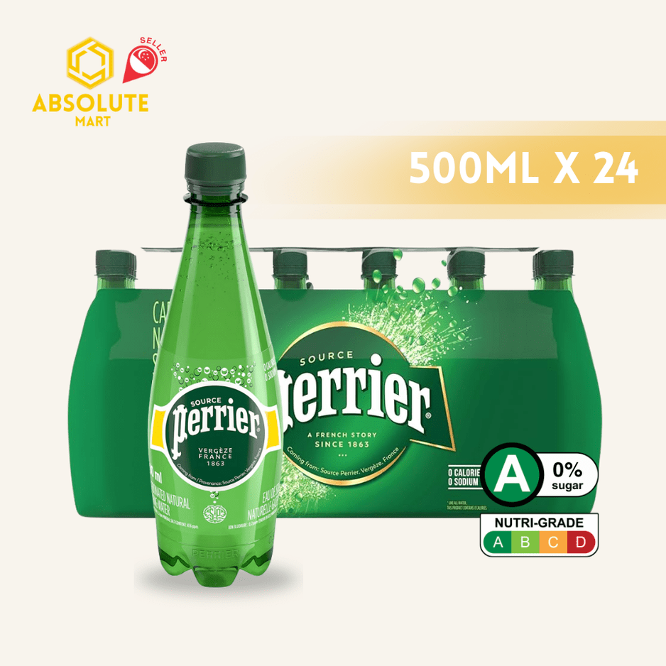 [CARTON] PERRIER Original Sparkling Mineral Water 500ML X 24 (PLASTIC BOTTLES) - ABSOLUTE MART[CARTON] PERRIER Original Sparkling Mineral Water 500ML X 24 (PLASTIC BOTTLES)Sparkling Water
