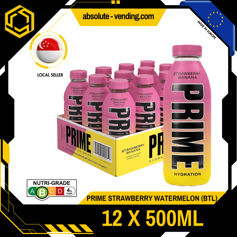 [CARTON] PRIME Hydration Strawberry Banana 500ML X 12 (BOTTLE) - ABSOLUTE MART[CARTON] PRIME Hydration Strawberry Banana 500ML X 12 (BOTTLE)