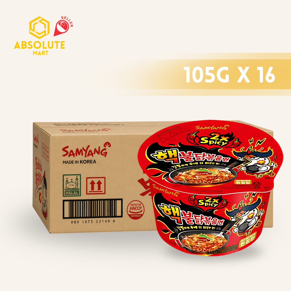 [CARTON] SAMYANG Hot Double Spicy Chicken Ramen 105G X 16 (BOWL) - ABSOLUTE MART[CARTON] SAMYANG Hot Double Spicy Chicken Ramen 105G X 16 (BOWL)Instant Noodles