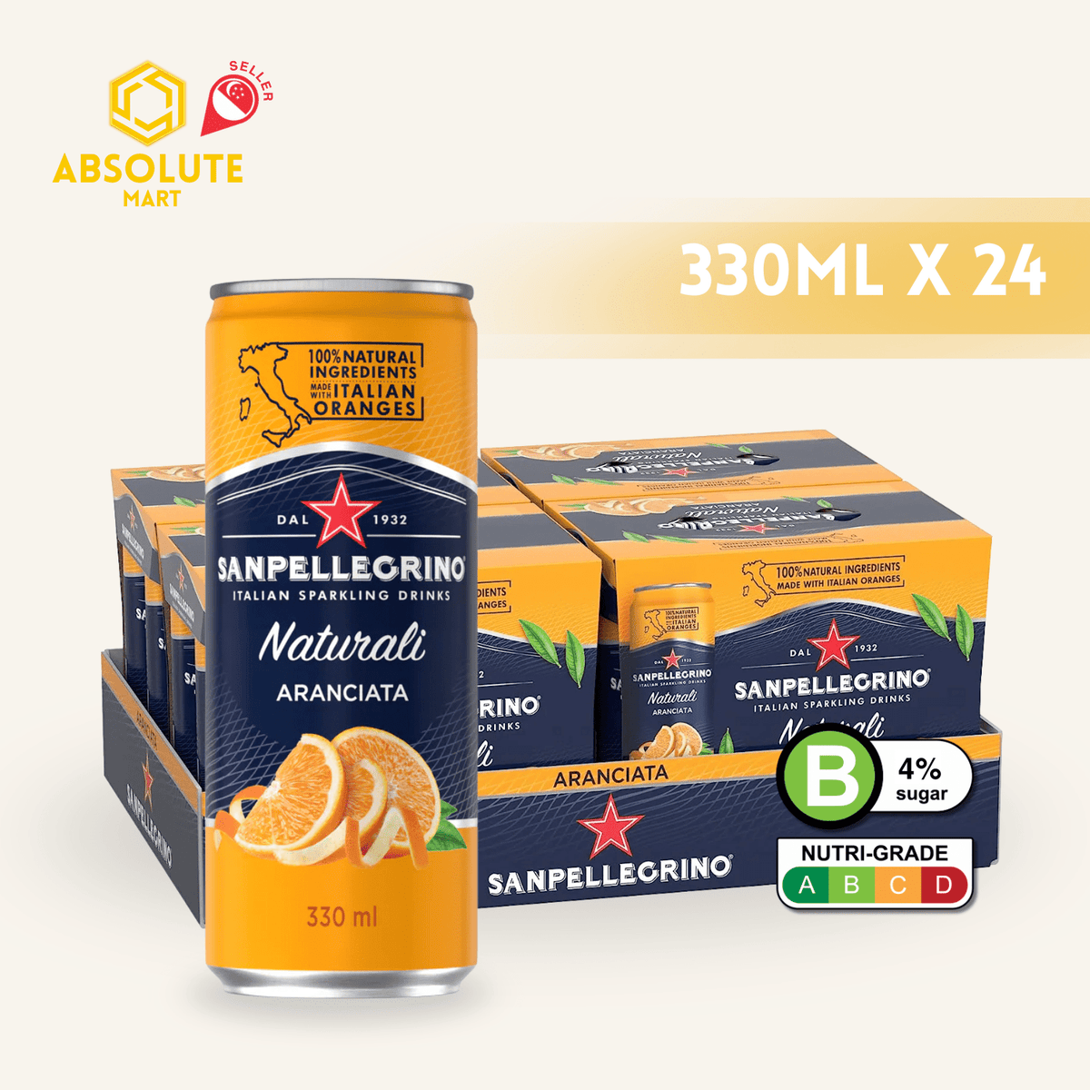 [CARTON] SAN PELLEGRINO Aranciata Sparkling Beverage 330ML X 24 (CAN) - ABSOLUTE MART[CARTON] SAN PELLEGRINO Aranciata Sparkling Beverage 330ML X 24 (CAN)Fruity Sparkling Drinks