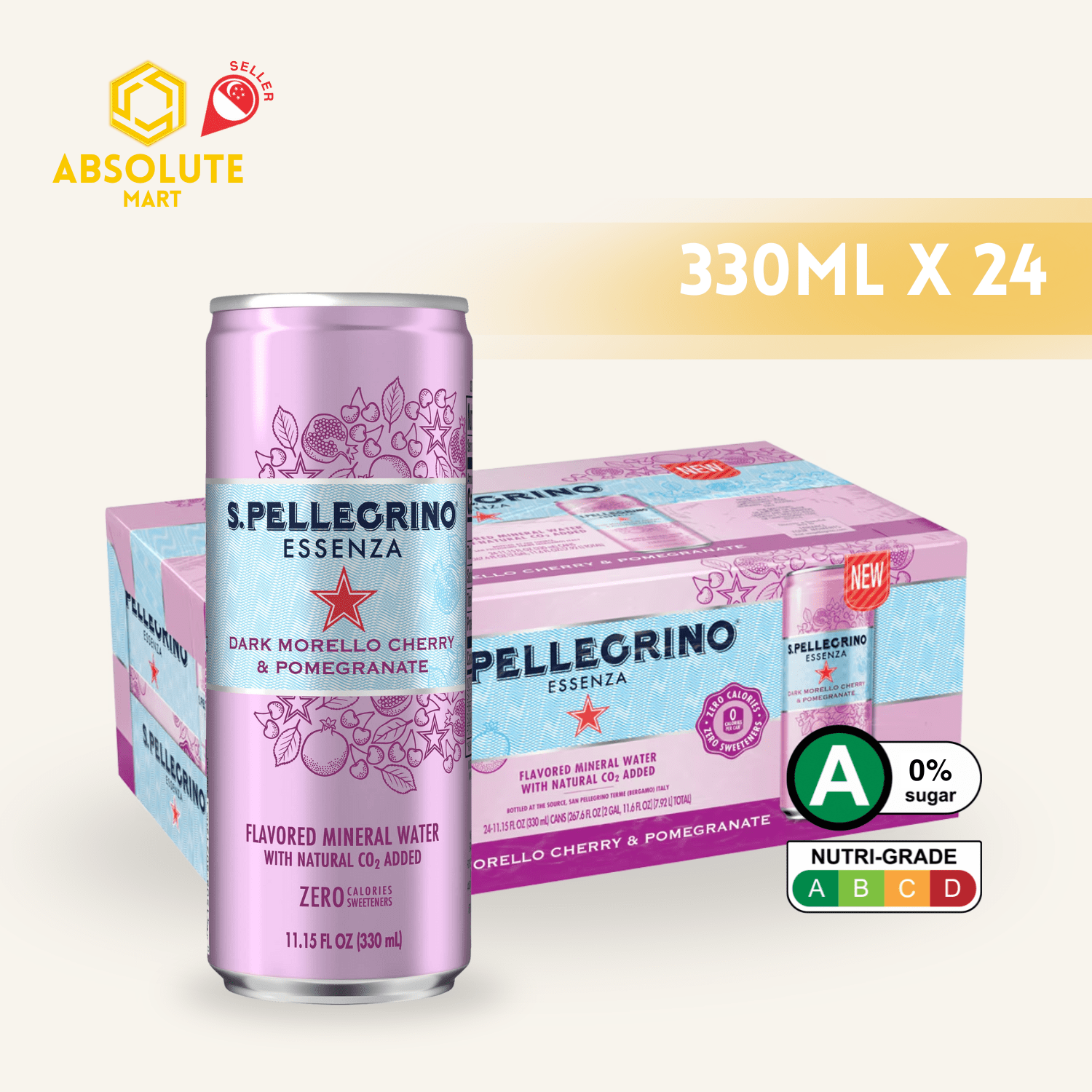 [CARTON] SAN PELLEGRINO Essenza Dark Morello Cherry & Pomegranate 330ML X 24 (CAN) - ABSOLUTE MART[CARTON] SAN PELLEGRINO Essenza Dark Morello Cherry & Pomegranate 330ML X 24 (CAN)Fruity Sparkling Drinks