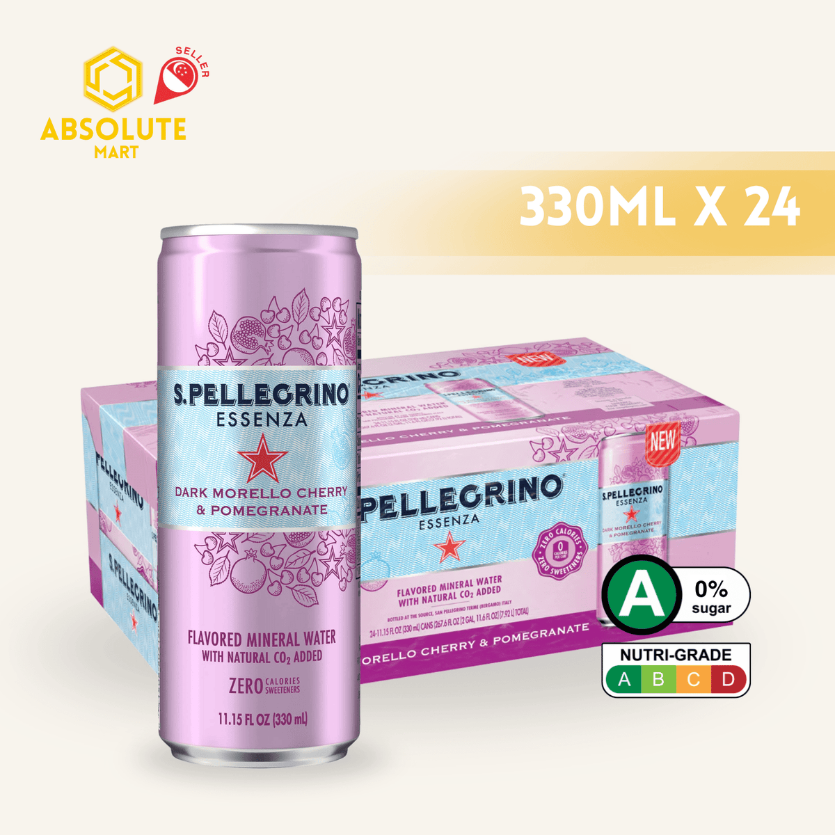 [CARTON] SAN PELLEGRINO Essenza Dark Morello Cherry & Pomegranate 330ML X 24 (CAN) - ABSOLUTE MART[CARTON] SAN PELLEGRINO Essenza Dark Morello Cherry & Pomegranate 330ML X 24 (CAN)Fruity Sparkling Drinks