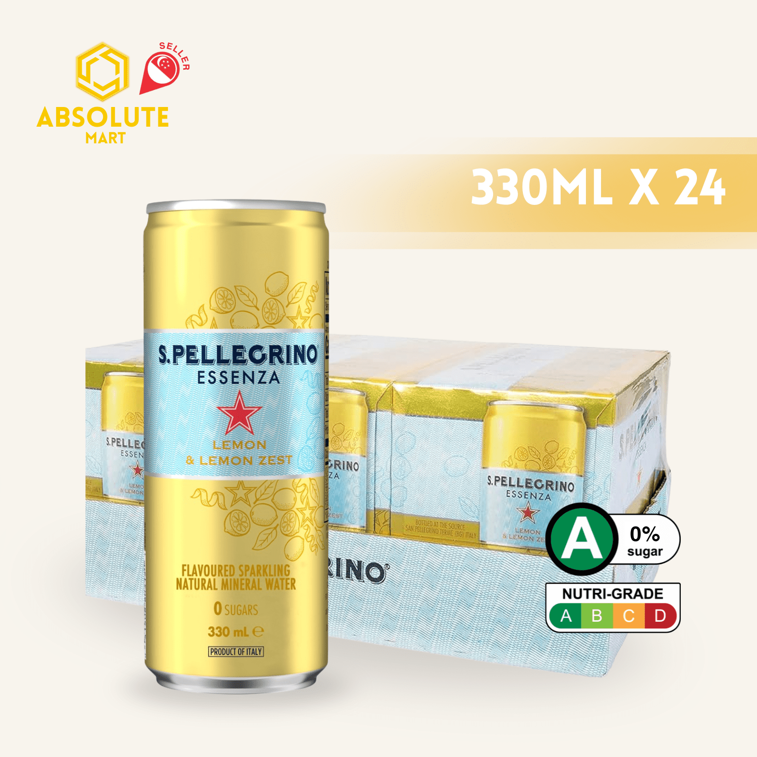 [CARTON] SAN PELLEGRINO Essenza Lemon & Lemon Zest 330ML X 24 (CAN) - ABSOLUTE MART[CARTON] SAN PELLEGRINO Essenza Lemon & Lemon Zest 330ML X 24 (CAN)Fruity Sparkling Drinks