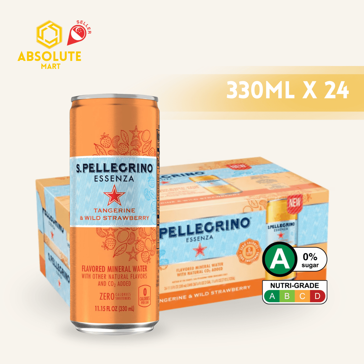 [CARTON] SAN PELLEGRINO Essenza Tangerine & Wild Strawberry 330ML X 24 (CAN) - ABSOLUTE MART[CARTON] SAN PELLEGRINO Essenza Tangerine & Wild Strawberry 330ML X 24 (CAN)Fruity Sparkling Drinks