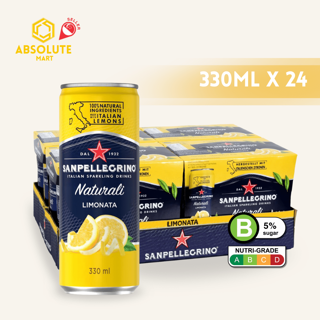 [CARTON] SAN PELLEGRINO Limonata Sparkling Beverage 330ML X 24 (CAN) - ABSOLUTE MART[CARTON] SAN PELLEGRINO Limonata Sparkling Beverage 330ML X 24 (CAN)Fruity Sparkling Drinks