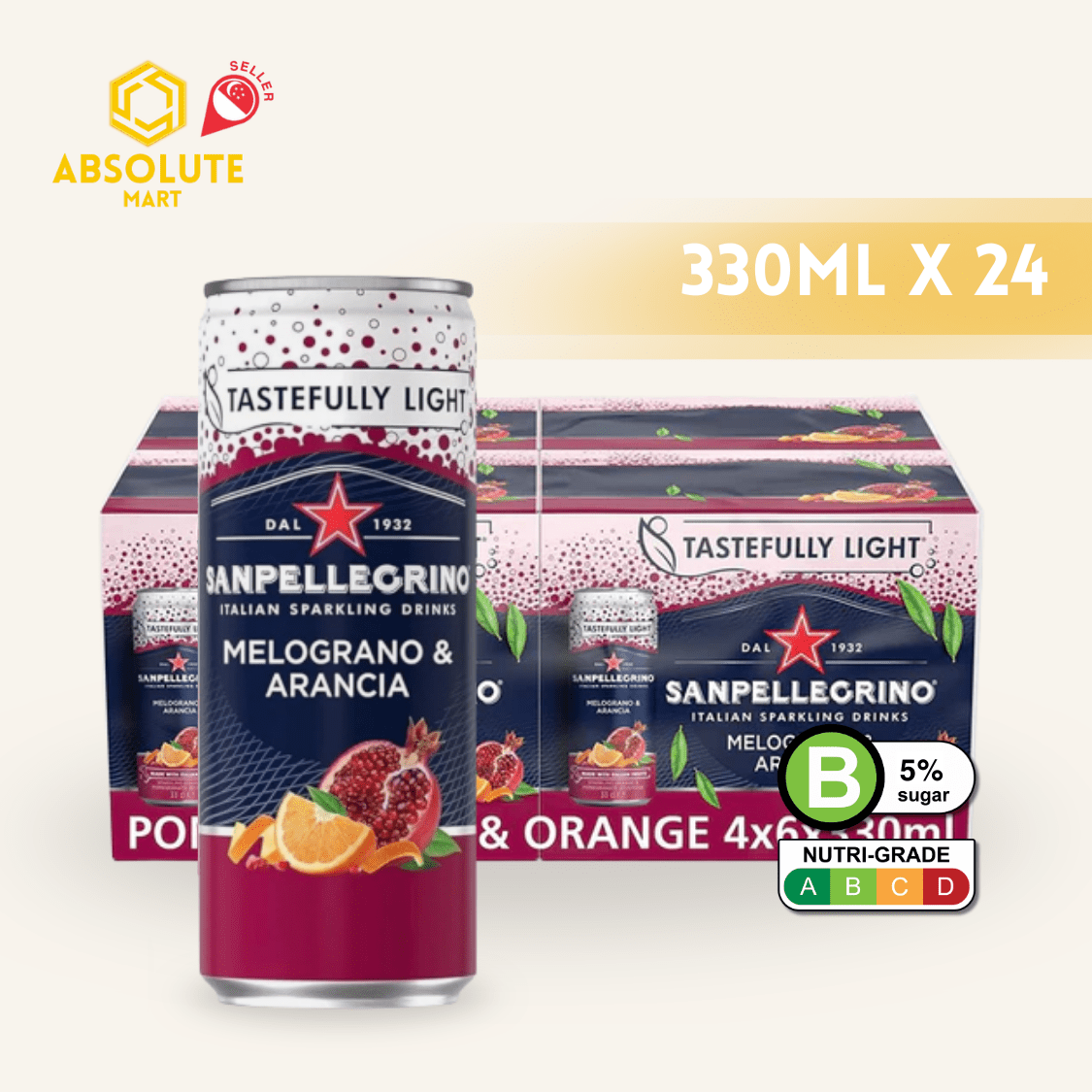 [CARTON] SAN PELLEGRINO Melograno & Arancia Tastefully Light Sparkling Beverage 330ML X 24 (CAN) - ABSOLUTE MART[CARTON] SAN PELLEGRINO Melograno & Arancia Tastefully Light Sparkling Beverage 330ML X 24 (CAN)Fruity Sparkling Drinks
