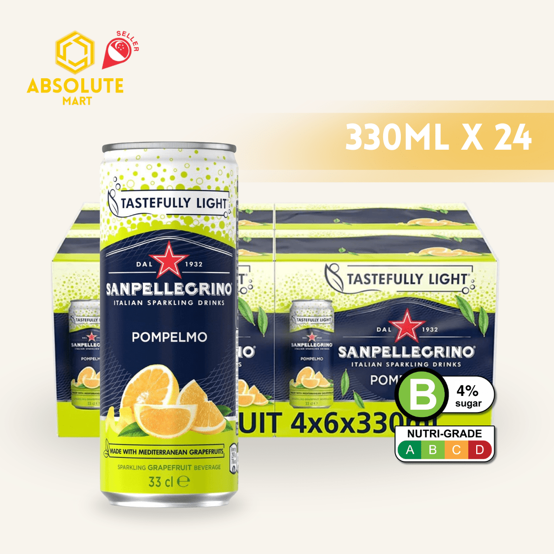 [CARTON] SAN PELLEGRINO Pompelmo Tastefully Light Sparkling Beverage 330ML X 24 (CAN) - ABSOLUTE MART[CARTON] SAN PELLEGRINO Pompelmo Tastefully Light Sparkling Beverage 330ML X 24 (CAN)Fruity Sparkling Drinks