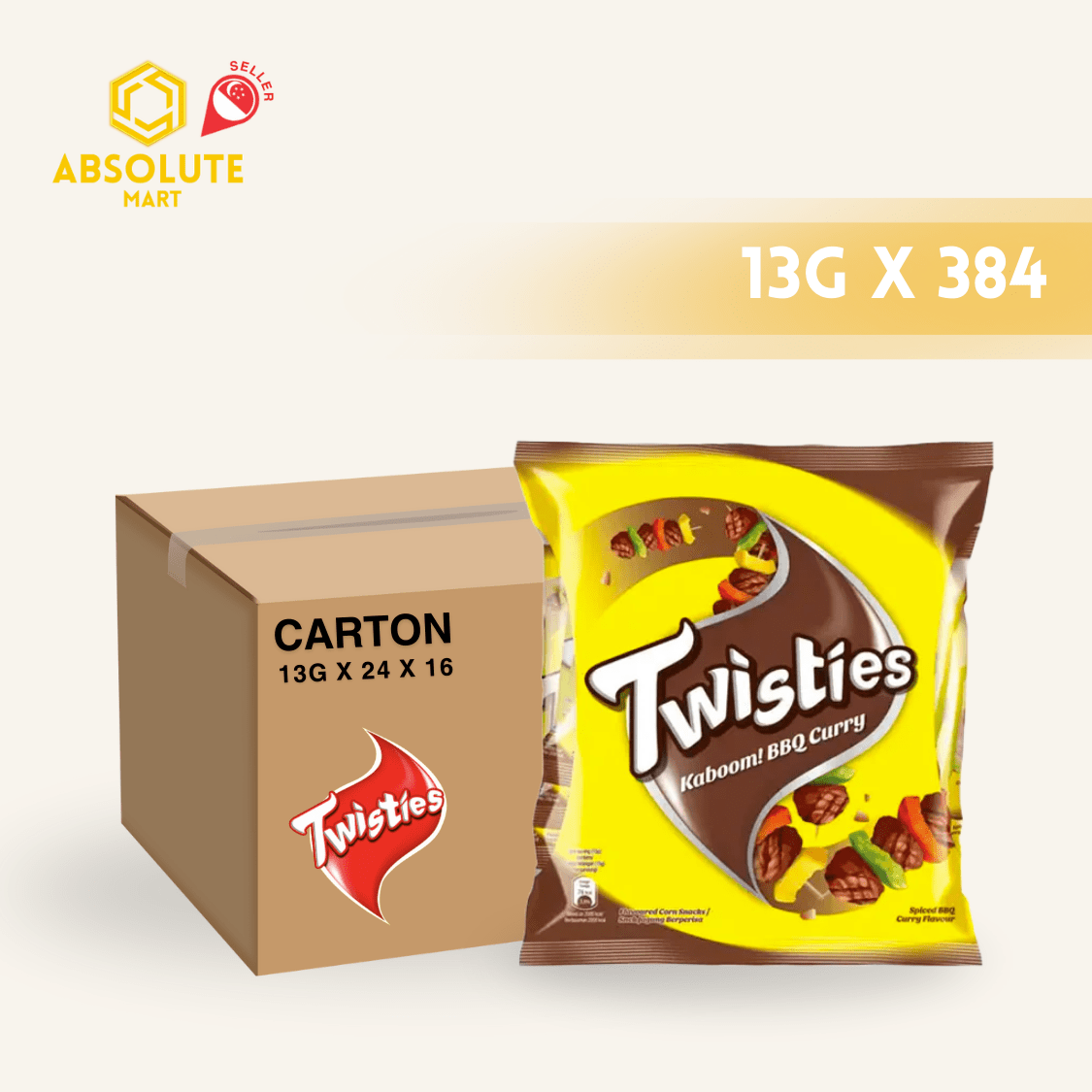 [CARTON] TWISTIES BBQ CURRY 13G X 24 X 16 (PACKETS) - ABSOLUTE MART[CARTON] TWISTIES BBQ CURRY 13G X 24 X 16 (PACKETS)Corn Chips