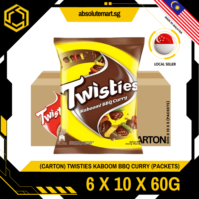 [CARTON] TWISTIES BBQ Curry 60G X 10 X 6 (PACKETS) - ABSOLUTE MART[CARTON] TWISTIES BBQ Curry 60G X 10 X 6 (PACKETS)