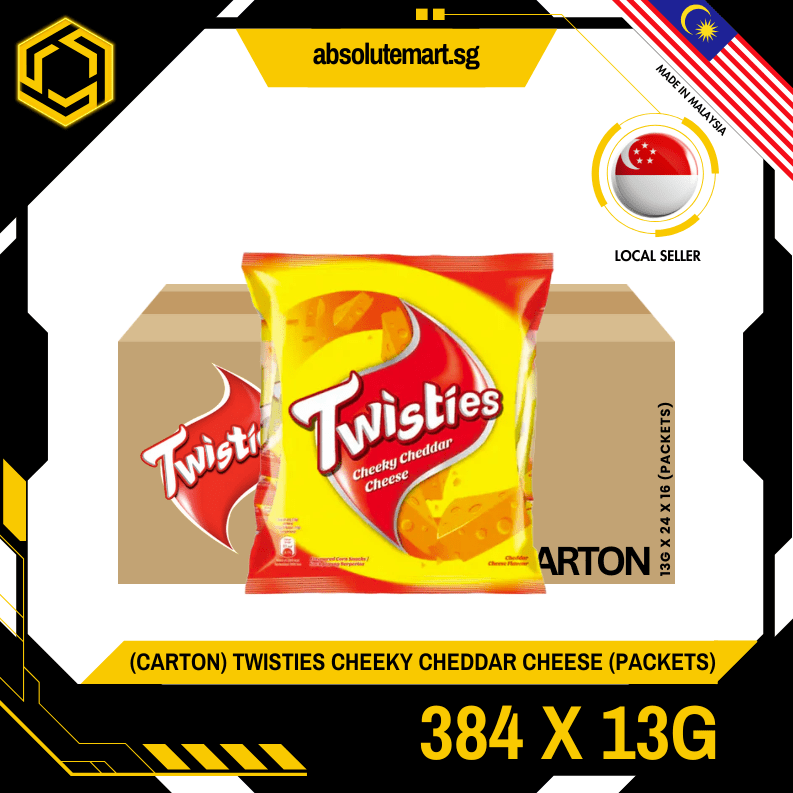 [CARTON] TWISTIES Cheddar Cheese 13G X 24 X 16 (PACKETS) - ABSOLUTE MART[CARTON] TWISTIES Cheddar Cheese 13G X 24 X 16 (PACKETS)