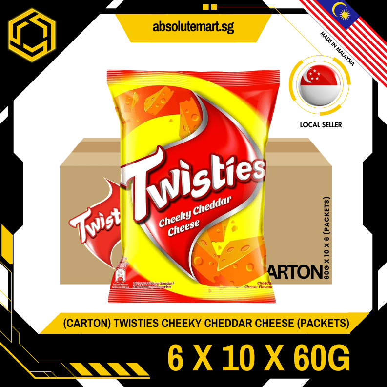 [CARTON] TWISTIES Cheddar Cheese 60G X 10 X 6 (PACKETS) - ABSOLUTE MART[CARTON] TWISTIES Cheddar Cheese 60G X 10 X 6 (PACKETS)