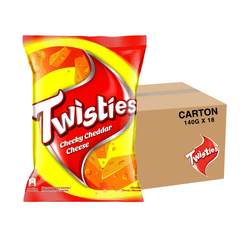 [CARTON] TWISTIES Cheeky Cheddar Cheese 140G X 18 (PACKETS) - ABSOLUTE MART[CARTON] TWISTIES Cheeky Cheddar Cheese 140G X 18 (PACKETS)Corn Chips