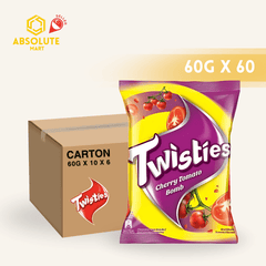 [CARTON] TWISTIES Cherry Tomato 60G X 10 X 6 (PACKETS) - ABSOLUTE MART[CARTON] TWISTIES Cherry Tomato 60G X 10 X 6 (PACKETS)Corn Chips