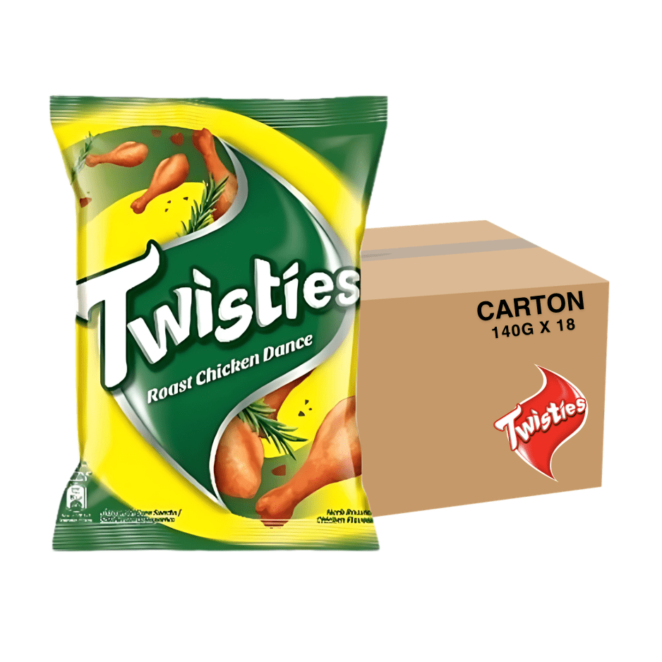 [CARTON] TWISTIES Roasted Chicken Dance 140G X 18 (PACKETS) - ABSOLUTE MART[CARTON] TWISTIES Roasted Chicken Dance 140G X 18 (PACKETS)Corn Chips