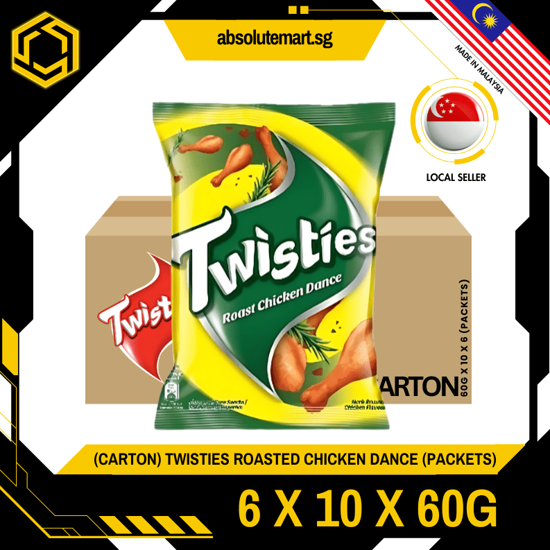 [CARTON] TWISTIES Roasted Chicken Dance 60G X 10 X 6 (PACKETS) - ABSOLUTE MART[CARTON] TWISTIES Roasted Chicken Dance 60G X 10 X 6 (PACKETS)