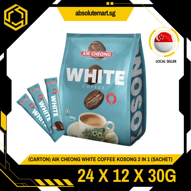 [CARTON] AIK CHEONG White Coffee Kosong 2-IN-1 No Sugar 24 X 12 X 30G (SACHET)