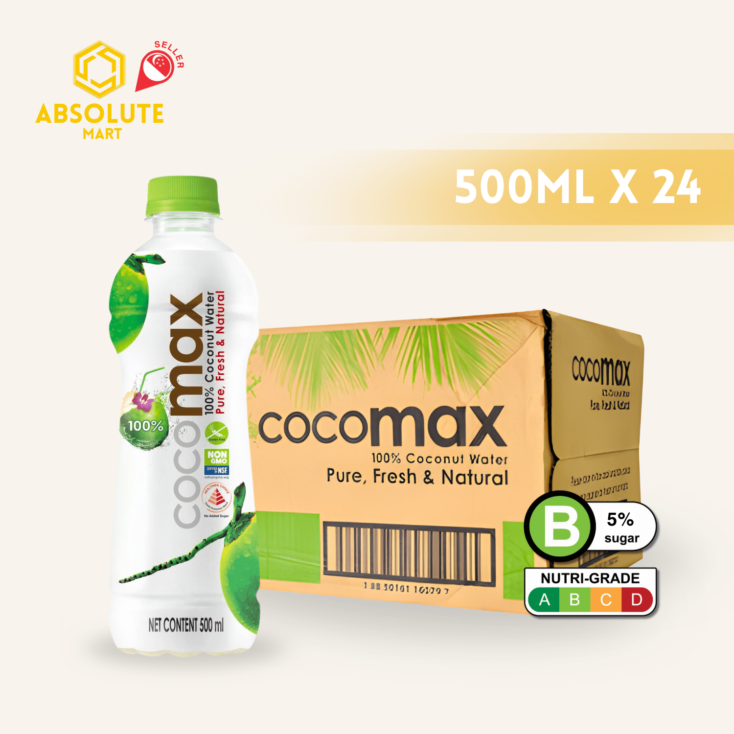 COCOMAX 100% Coconut Water 500ML X 24 (BOTTLE) - ABSOLUTE MARTCOCOMAX 100% Coconut Water 500ML X 24 (BOTTLE)Coconut Water