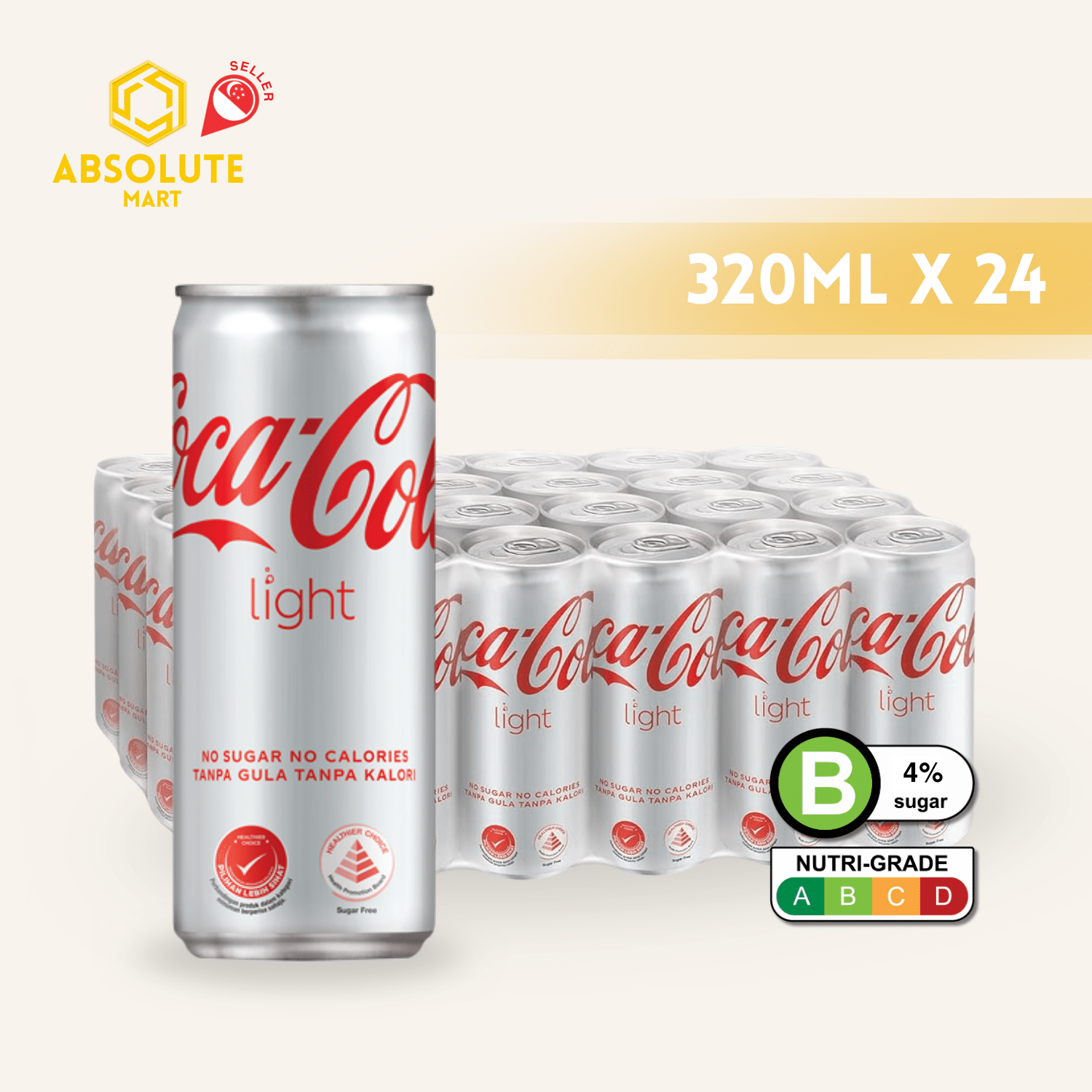 COKE Light 320ML X 24 (CAN) - ABSOLUTE MARTCOKE Light 320ML X 24 (CAN)Cola & Classic Sodas