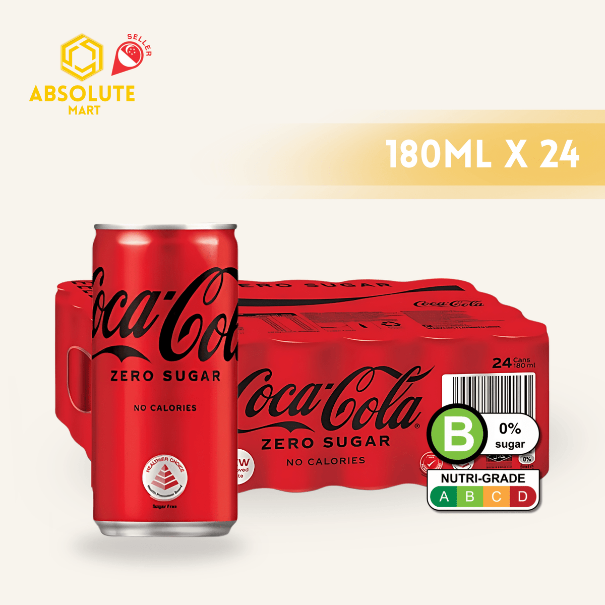 COKE Zero Mini 180ML X 24 (CAN) - ABSOLUTE MARTCOKE Zero Mini 180ML X 24 (CAN)Cola & Classic Sodas