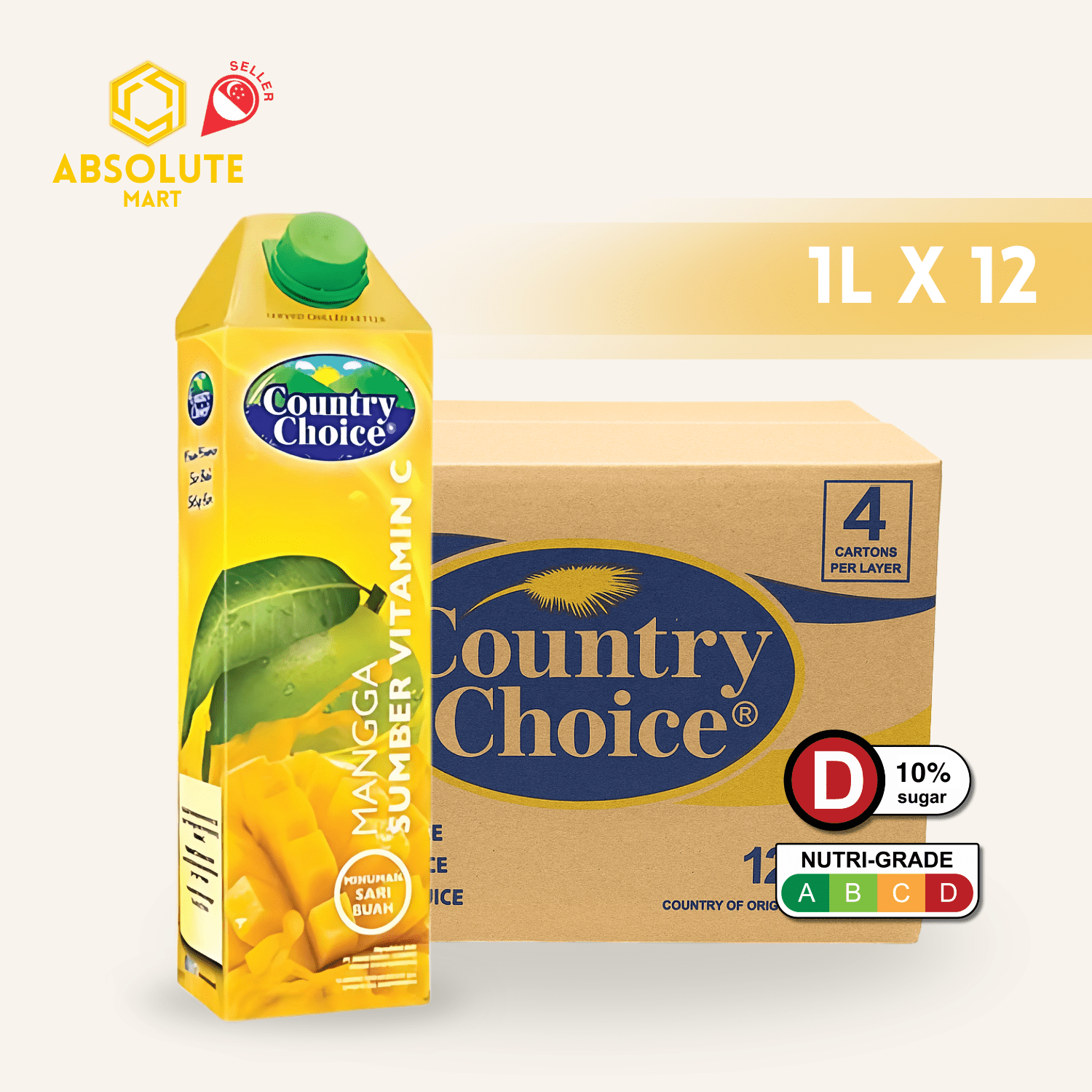 COUNTRY CHOICE Fruit Juice Drink Mango 1L x 12 (TETRA) - ABSOLUTE MARTCOUNTRY CHOICE Fruit Juice Drink Mango 1L x 12 (TETRA)Fruit Drinks