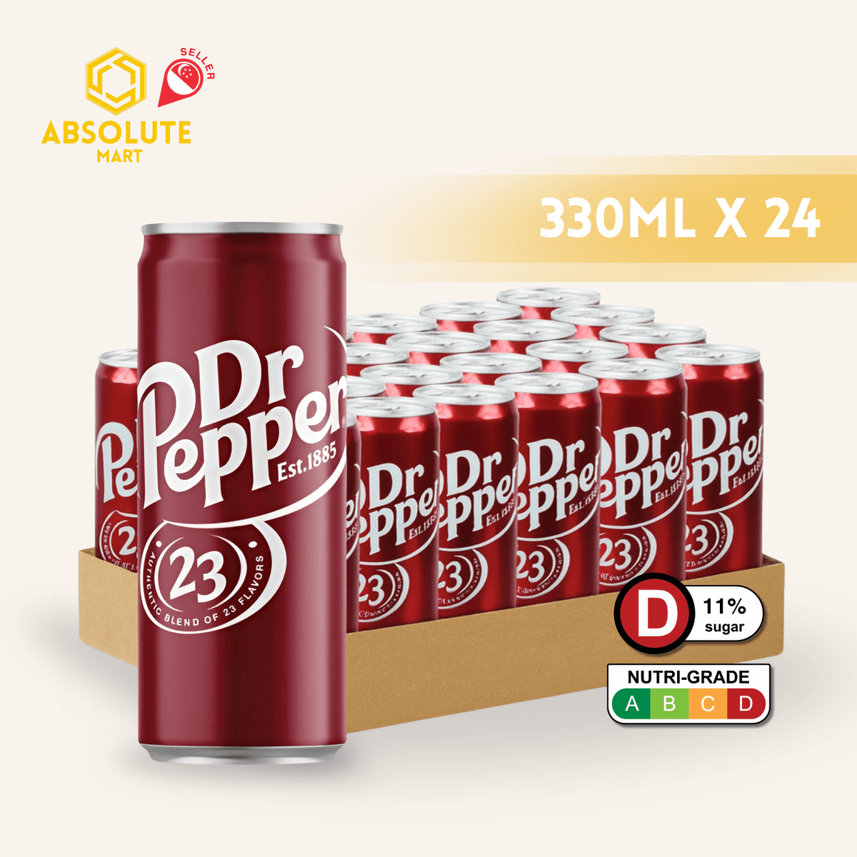 DR PEPPER Regular 330ML X 24 (CANS) - ABSOLUTE MARTDR PEPPER Regular 330ML X 24 (CANS)Cola & Classic Sodas