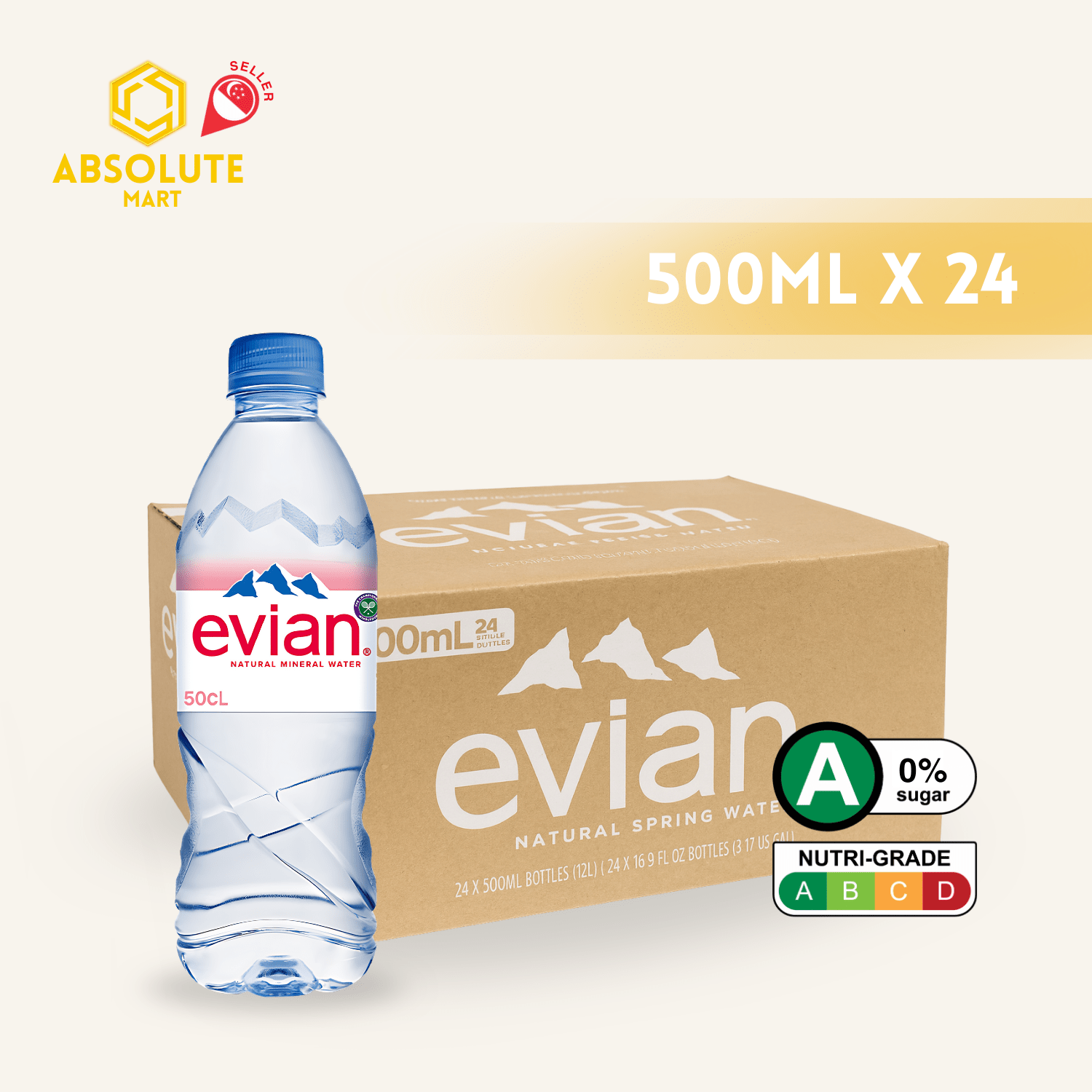 EVIAN Mineral Water 500ML X 24 (BOTTLES) - ABSOLUTE MARTEVIAN Mineral Water 500ML X 24 (BOTTLES)Still Water