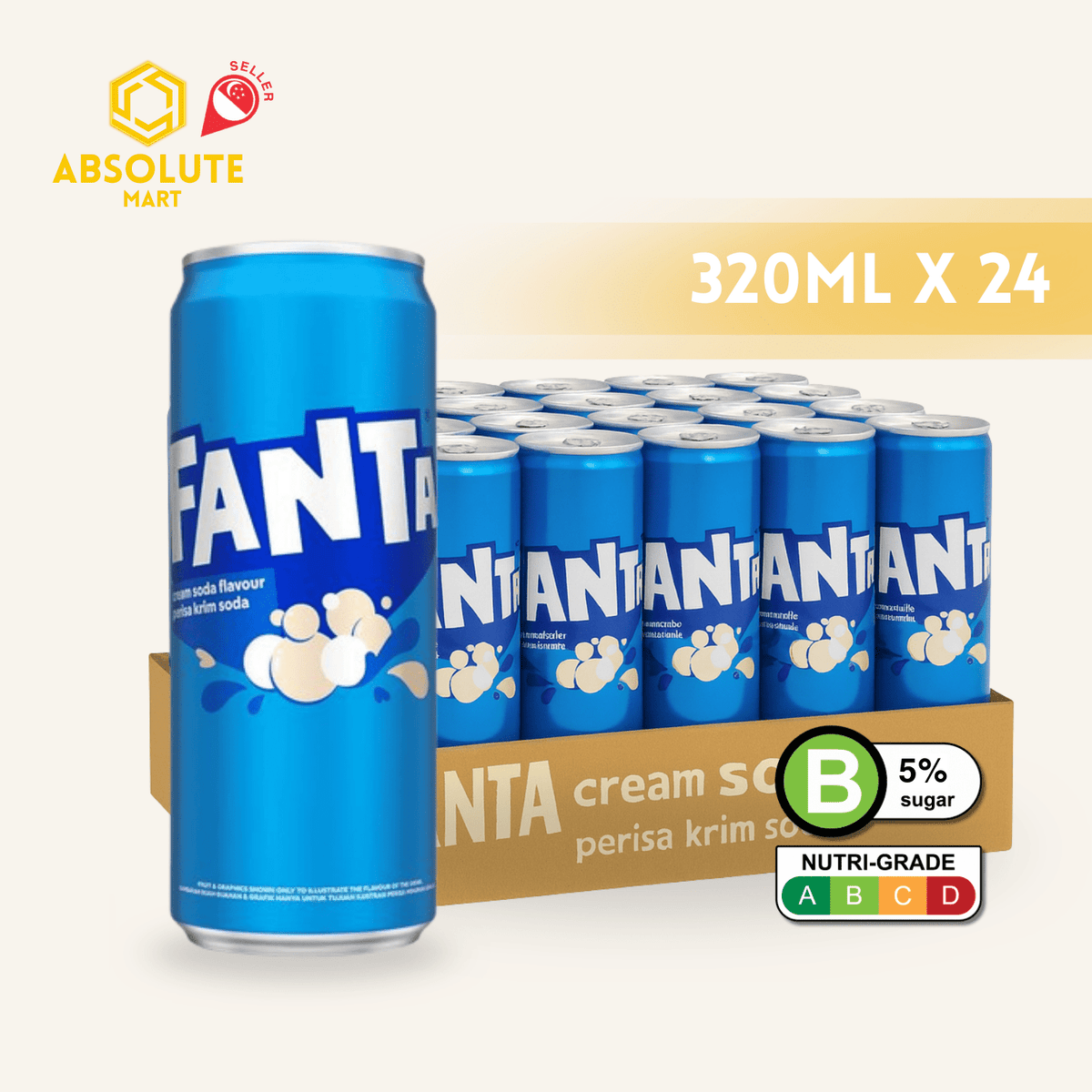 FANTA Cream Soda 320ML X 24 (CAN) - ABSOLUTE MARTFANTA Cream Soda 320ML X 24 (CAN)Cola & Classic Sodas