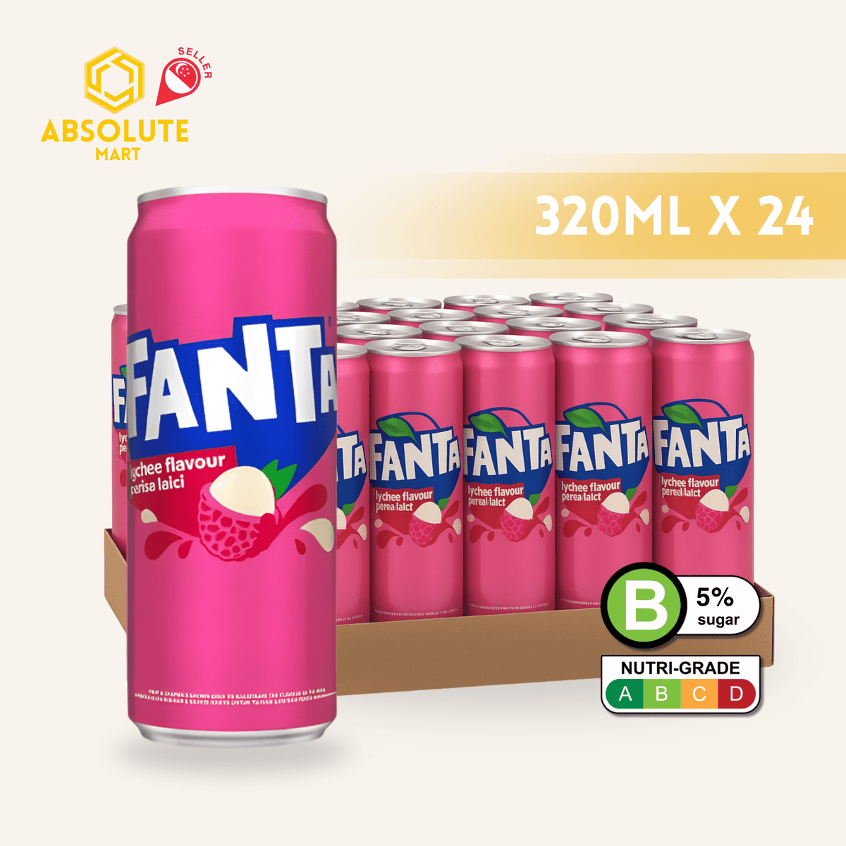 FANTA Lychee 320ML X 24 (CAN) - ABSOLUTE MARTFANTA Lychee 320ML X 24 (CAN)Fruity Sparkling Drinks