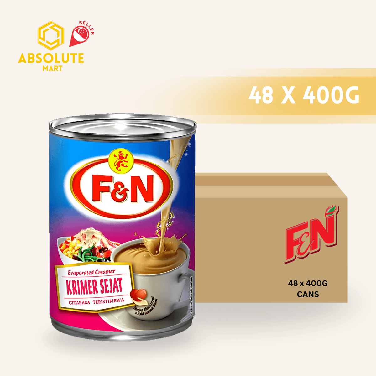 F&N Evaporated Milk Creamer 400G X 48 (CAN) - ABSOLUTE MARTF&N Evaporated Milk Creamer 400G X 48 (CAN)Creamers & Sweetners