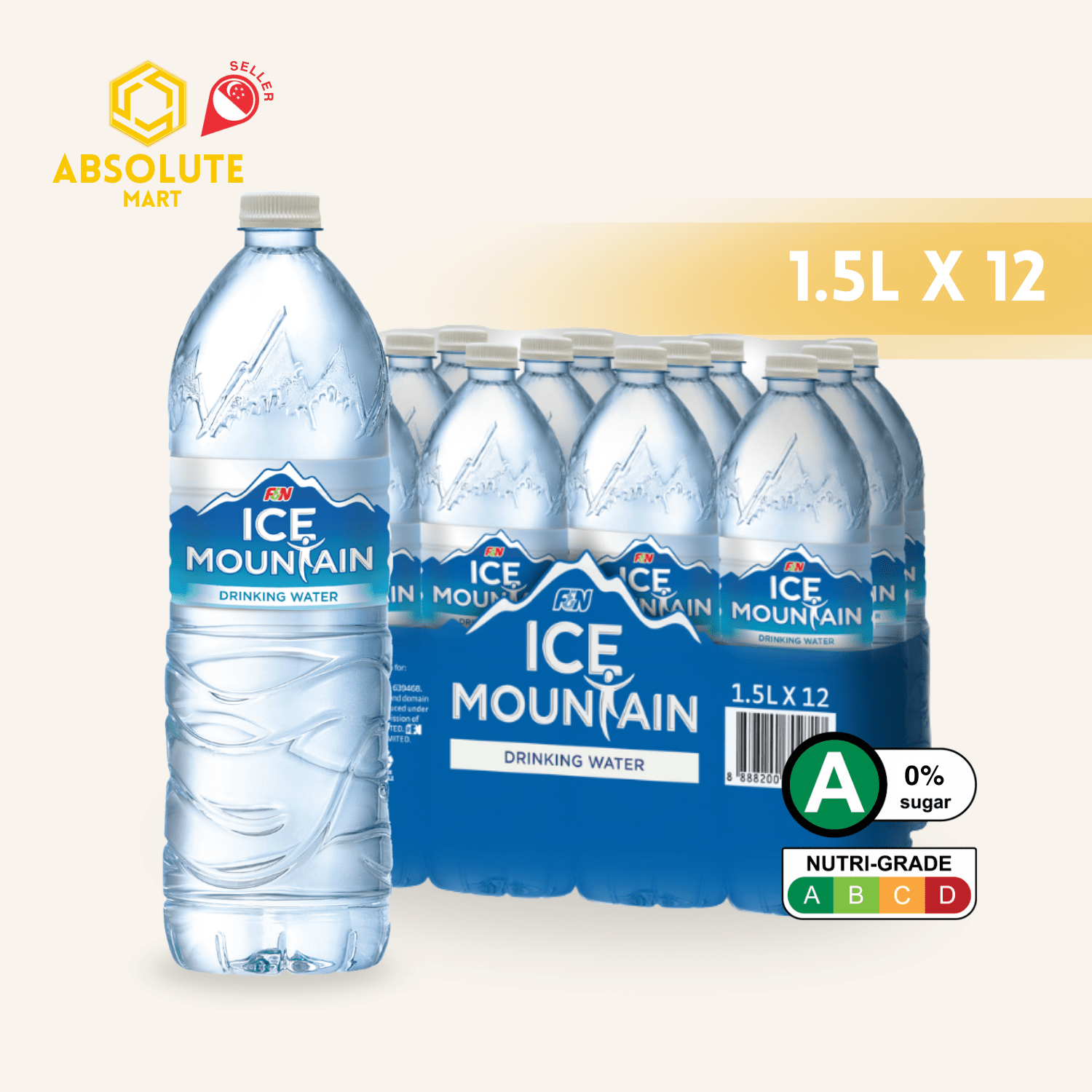 F&N Ice Mountain [BLUE] Pure Drinking Water 1.5L X 12 (BOTTLE) - ABSOLUTE MARTF&N Ice Mountain [BLUE] Pure Drinking Water 1.5L X 12 (BOTTLE)Still Water