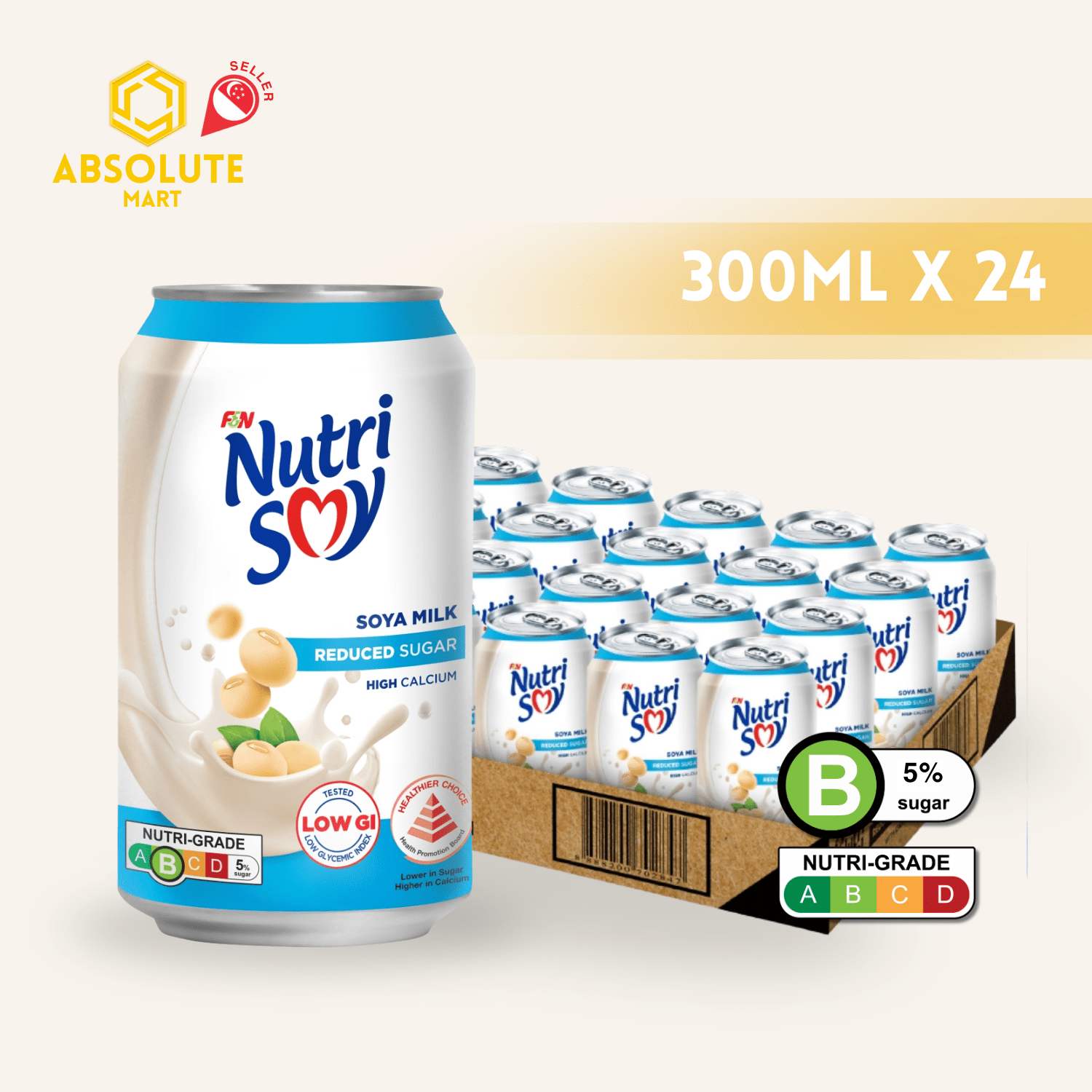 F&N Nutrisoy 300ML X 24 (CAN) - ABSOLUTE MARTF&N Nutrisoy 300ML X 24 (CAN)Asian Drinks