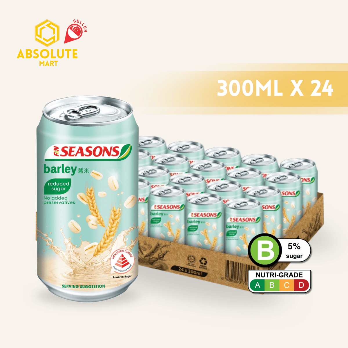 F&N SEASONS Barley 300ML X 24 (CAN) - ABSOLUTE MARTF&N SEASONS Barley 300ML X 24 (CAN)Asian Drinks