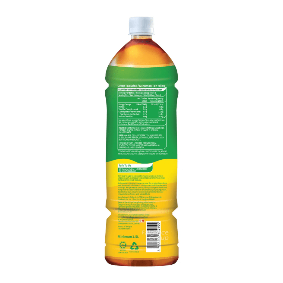 F&N Seasons Jasmine Green Tea 1.5L X 12 (BOTTLE) - ABSOLUTE MARTF&N Seasons Jasmine Green Tea 1.5L X 12 (BOTTLE)Flavoured & Milk Tea