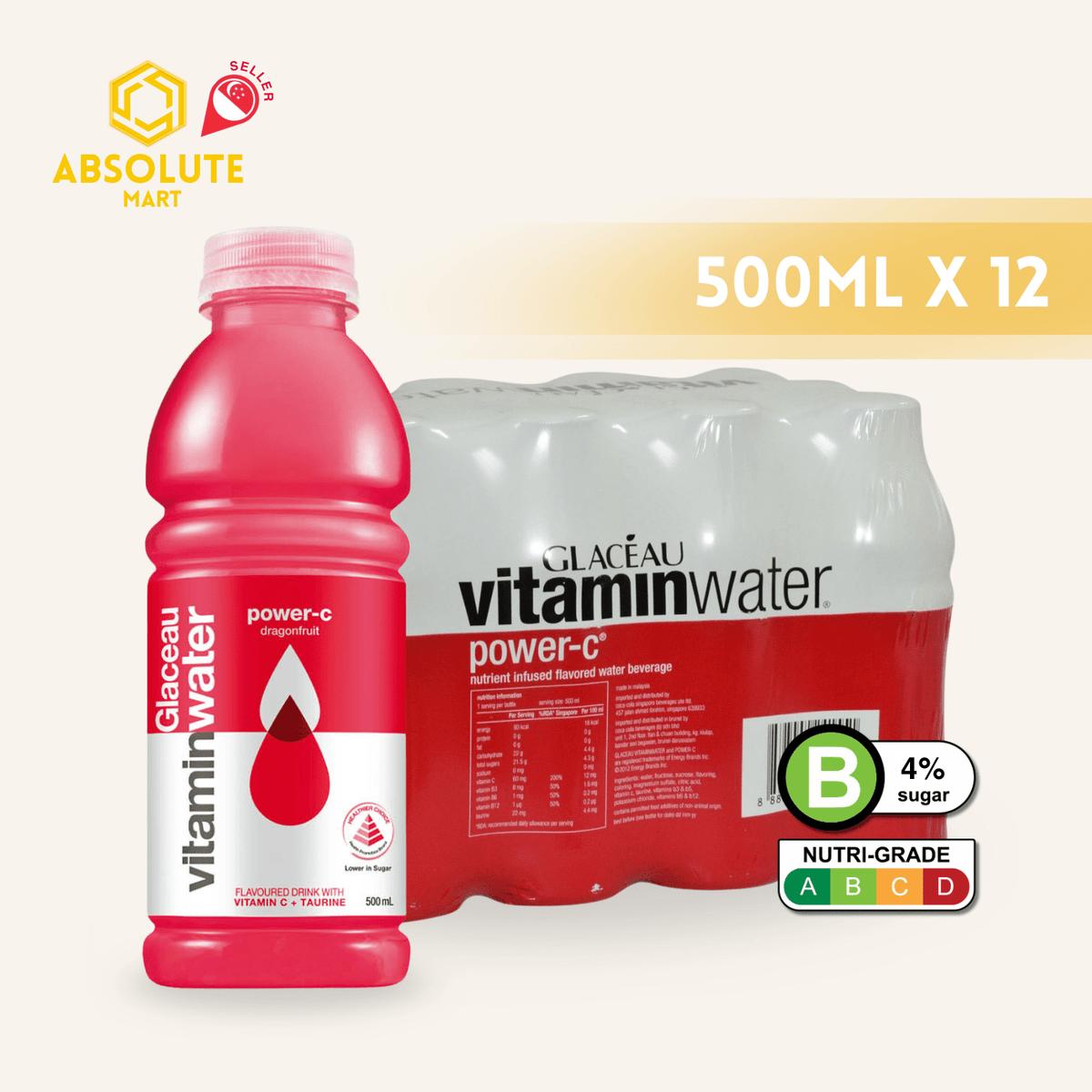 GLACEAU Vitamin Water Power C 500ML X 12 (BOTTLES) - ABSOLUTE MARTGLACEAU Vitamin Water Power C 500ML X 12 (BOTTLES)Vitamin Water