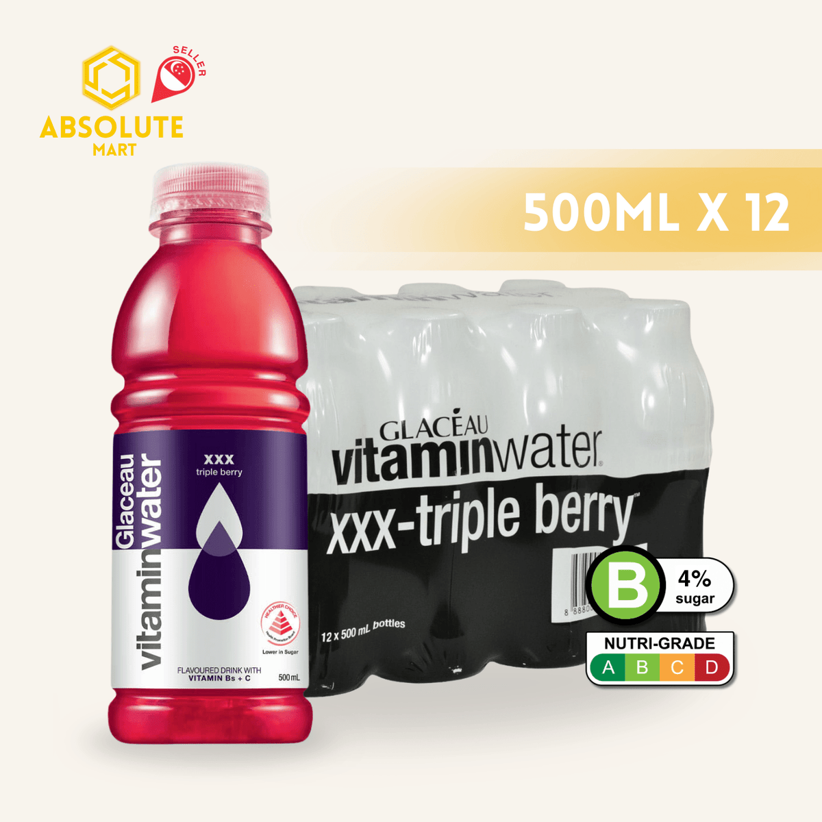 GLACEAU Vitamin Water XXX BERRIES 500ML X 12 (BOTTLES) - ABSOLUTE MARTGLACEAU Vitamin Water XXX BERRIES 500ML X 12 (BOTTLES)Vitamin Water