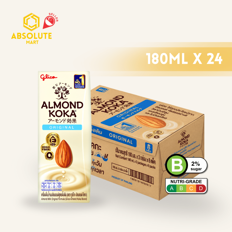 GLICO Almond Koka Milk Original 180ML X 24 (TETRA) - ABSOLUTE MARTGLICO Almond Koka Milk Original 180ML X 24 (TETRA)Dairy Milk