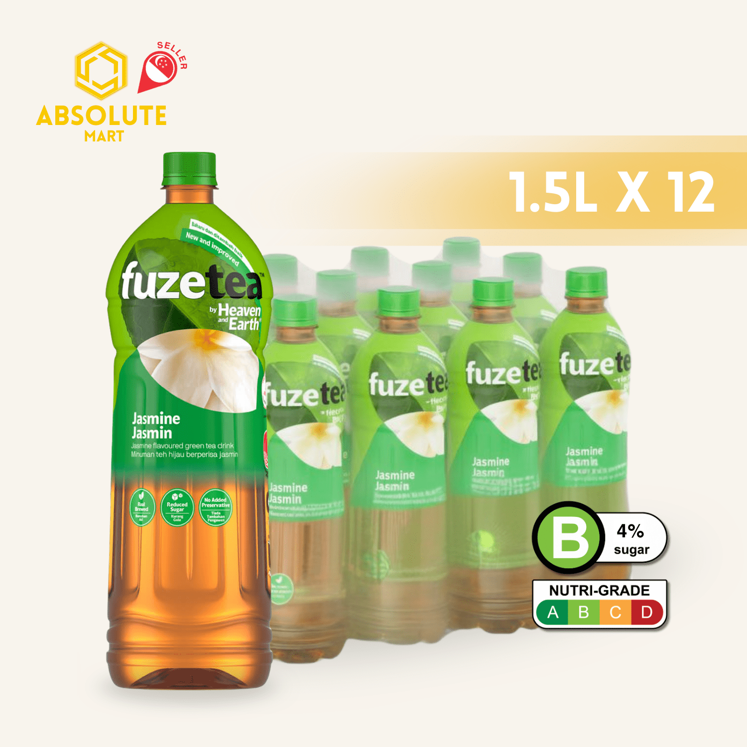H&E Fuze Green Tea 1.5L X 12 (BOTTLES) - ABSOLUTE MARTH&E Fuze Green Tea 1.5L X 12 (BOTTLES)Flavoured & Milk Tea