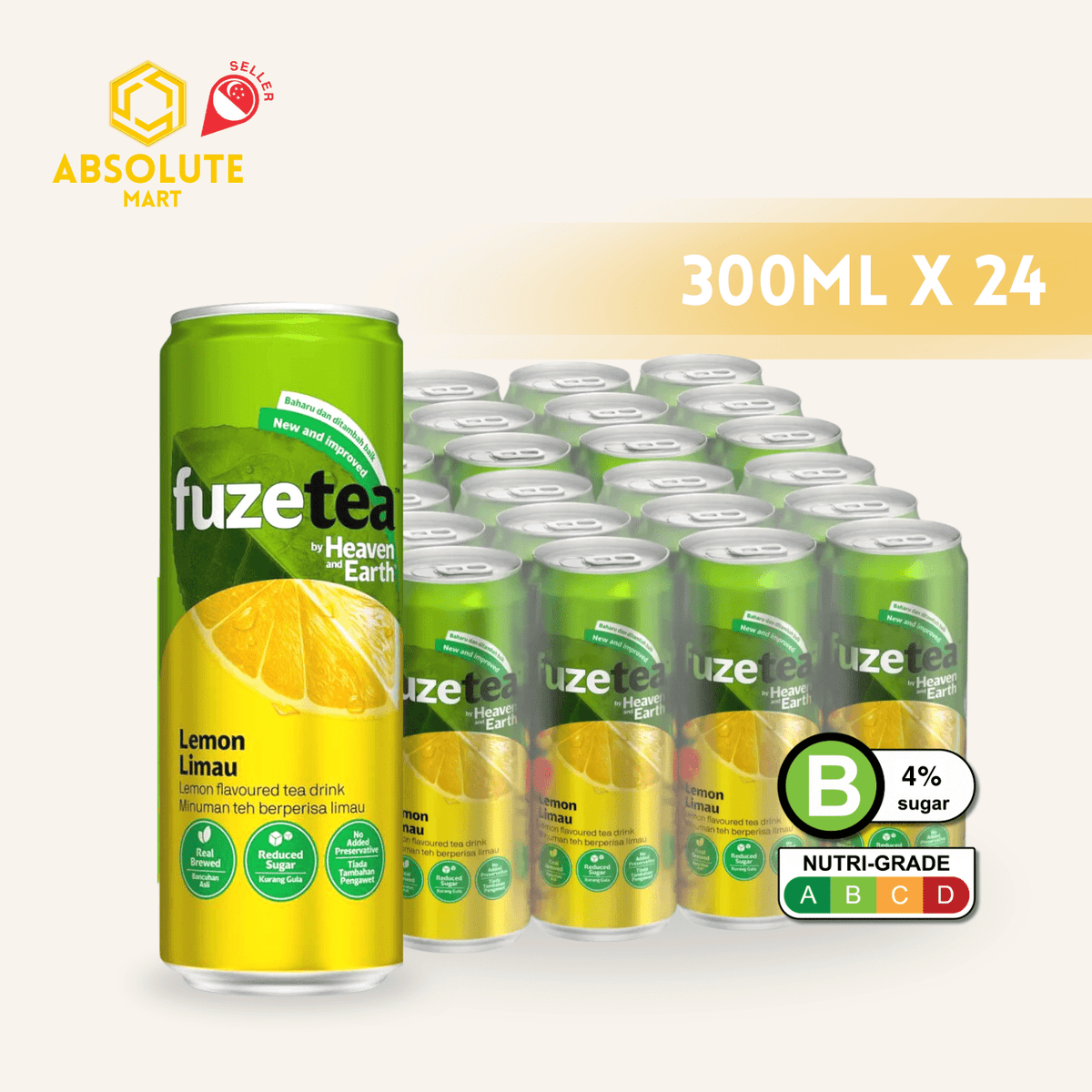 H&E Fuze Lemon Tea 300ML X 24 (CAN) - ABSOLUTE MARTH&E Fuze Lemon Tea 300ML X 24 (CAN)Flavoured & Milk Tea