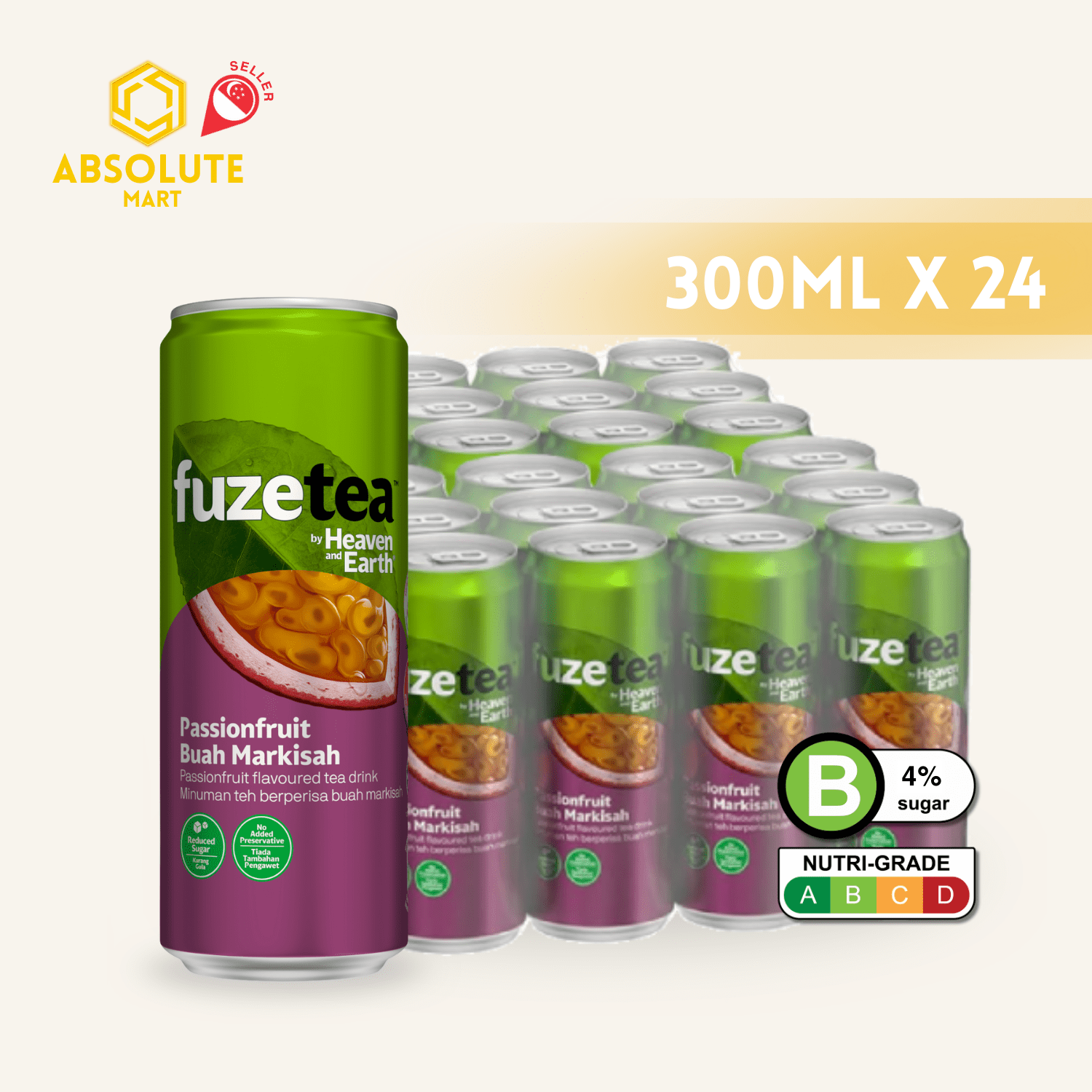 H&E Fuze Passionfruit 300ML X 24 (CAN) - ABSOLUTE MARTH&E Fuze Passionfruit 300ML X 24 (CAN)Flavoured & Milk Tea