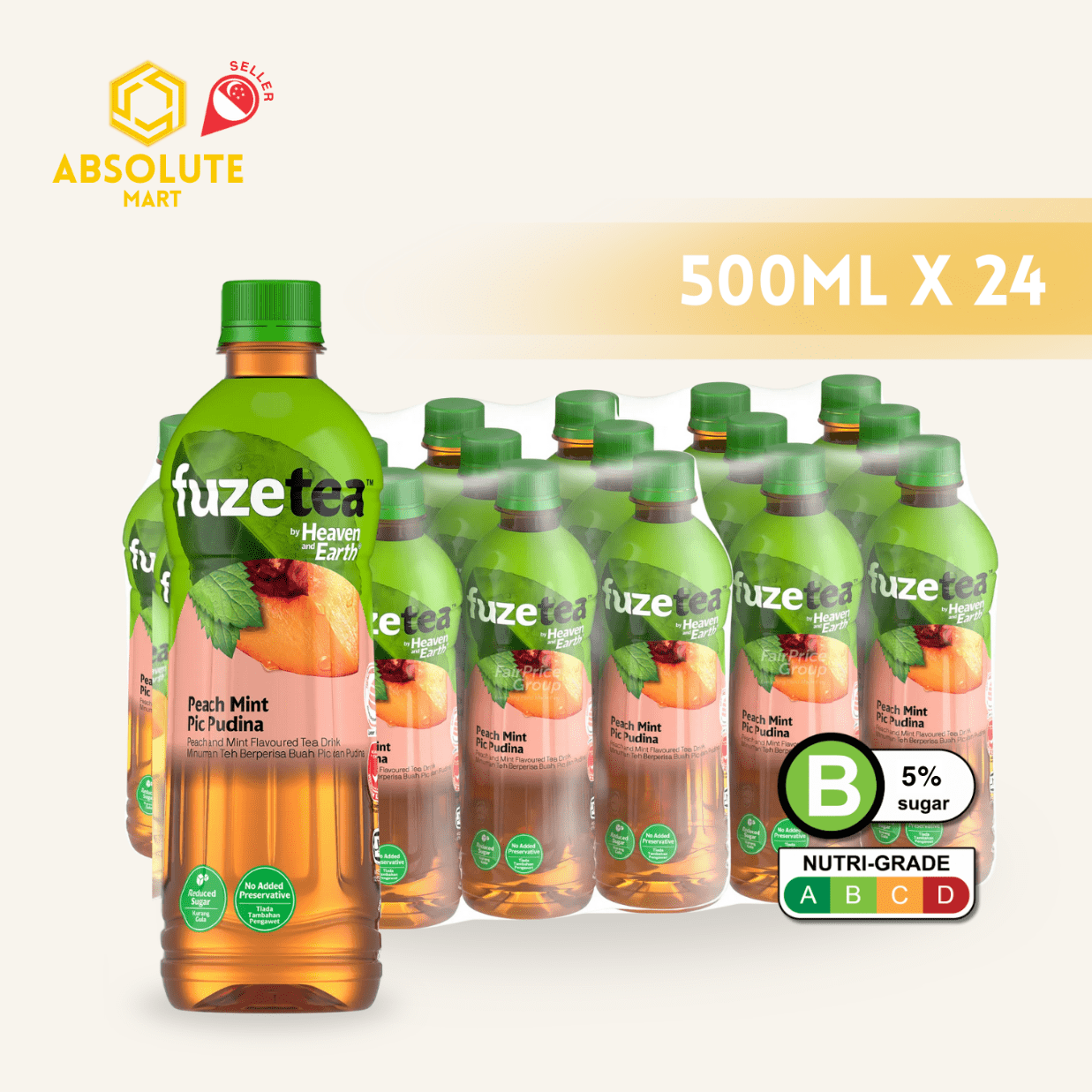 H&E Fuze Peach Mint Tea 500ML X 24 (BOTTLE) - ABSOLUTE MARTH&E Fuze Peach Mint Tea 500ML X 24 (BOTTLE)Flavoured & Milk Tea