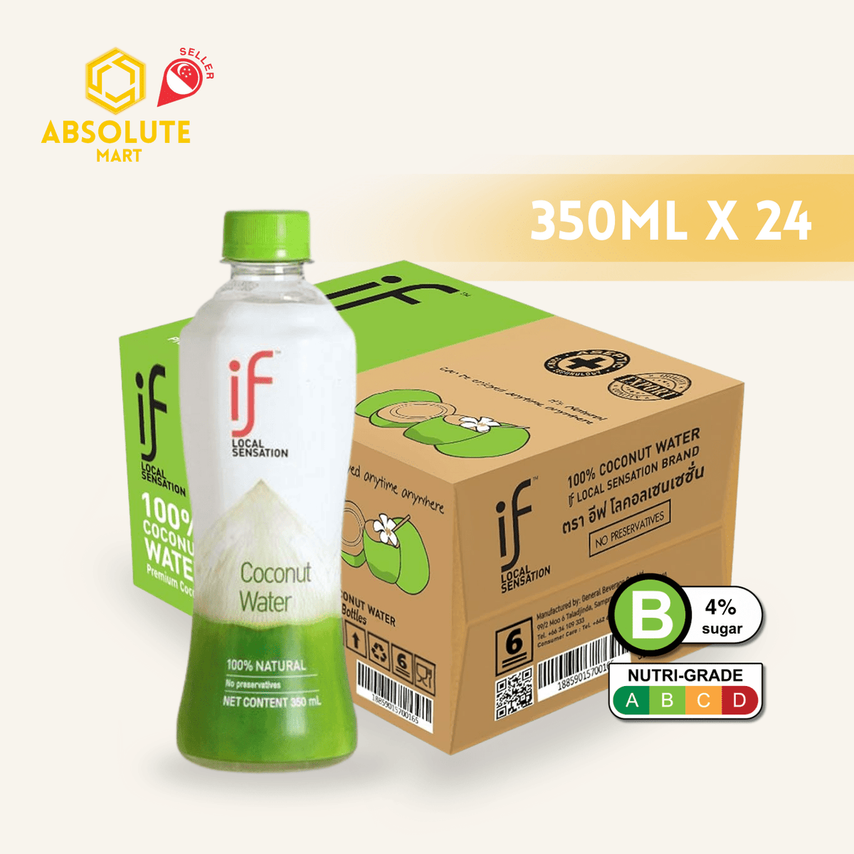 IF 100% Coconut Water 350ML x 24 (BOTTLE) - ABSOLUTE MARTIF 100% Coconut Water 350ML x 24 (BOTTLE)Coconut Water