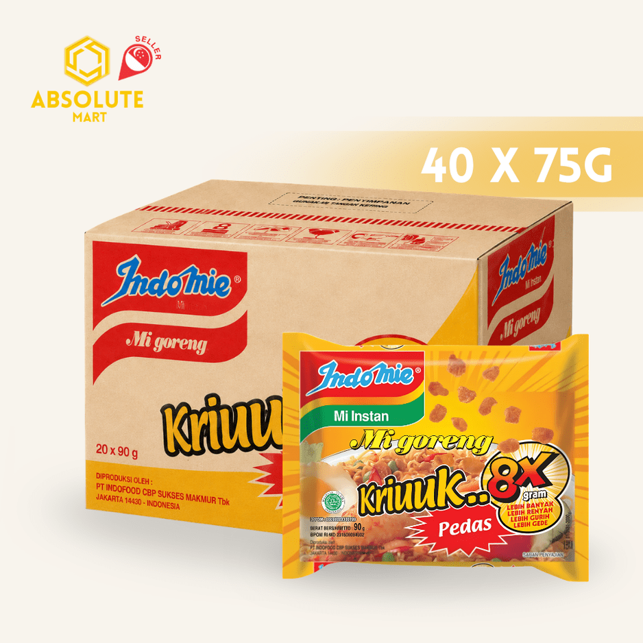 INDOMIE Goreng Pedas Kriuuk 75G X 40 (PACKETS) - ABSOLUTE MARTINDOMIE Goreng Pedas Kriuuk 75G X 40 (PACKETS)Instant Noodles